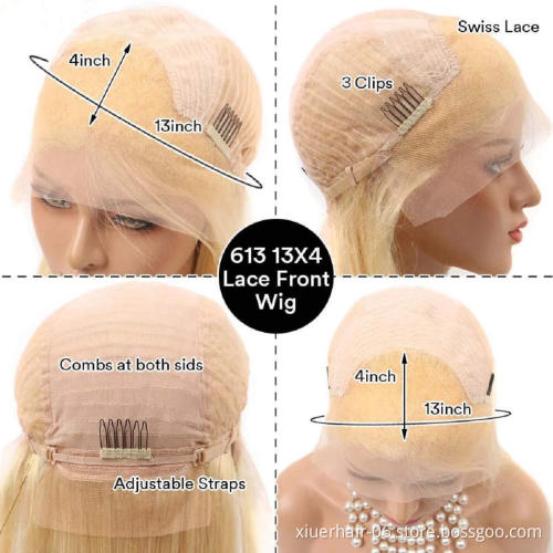 Hd Lace Cuticle Aligned Virgin Wigs Vendor 613 13X6 Deep Wave Blonde Frontal Wigs 613 Beach Wave Lace Frontal Wig